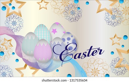 Vector Happy Easter  background design with eggs.Vector illustration.