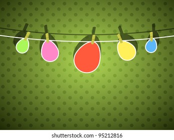 Vector happy easter background, eggs on pattern wallpaper. Part of set.