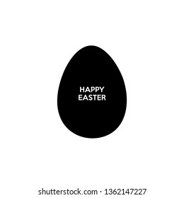 Vector Happy Easter black typographic calligraphic lettering with black flat egg isolated on white background. Fashion, modern style, retro holiday easter badge. Religious holiday sign.