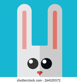 Vector Happy Easter card with big flat rabbit. Eps10