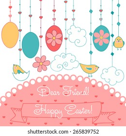 Vector Happy Easter  card for dear friend
