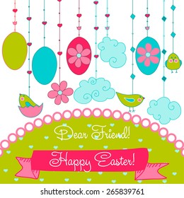 Vector Happy Easter  card for dear friend
