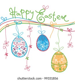 Vector Happy Easter Card. Decorated modern style cartoon cute 
eggs for post card, banner, packaging, gift wrap, invitation, social media. Creative cartoon art for trendy design. EPS 10