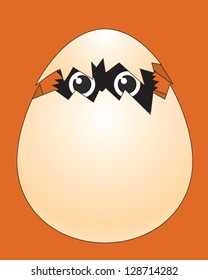 Vector Happy Easter Card with little chicken hatched from the egg