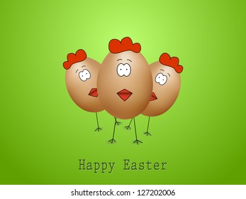 Vector Happy Easter Card with three brown eggs