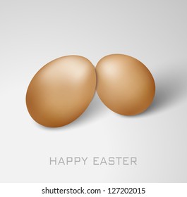 Vector Happy Easter card with touching eggs on the grey background