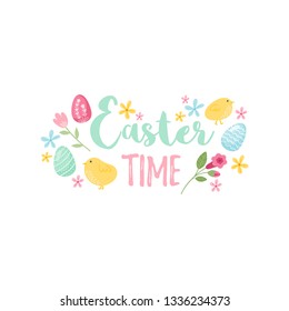 Vector happy easter day emblem set colorfull typography style for greeting card text templates, label, badges, decoration, sale banner, party, poster, promotion, tag, decoration. Vector Illustration