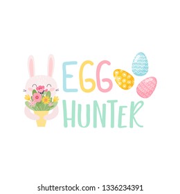Vector happy easter day emblem set colorfull typography style for greeting card text templates, label, badges, decoration, sale banner, party, poster, promotion, tag, decoration. Vector Illustration