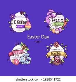 El emblema del día de la Semana Santa del Vector pone un colorido estilo tipográfico para plantillas de texto de tarjetas de felicitación, etiqueta, insignias, decoración, banner de venta, fiesta, afiche, promoción, etiqueta, decoración. Ilustración vectorial