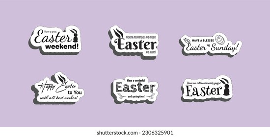 El emblema del día de la Semana Santa del Vector pone un colorido estilo tipográfico para plantillas de texto de tarjetas de felicitación, etiqueta, insignias, decoración, banner de venta, fiesta, afiche, promoción, etiqueta, decoración. Ilustración vectorial