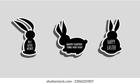 Vector happy easter day emblem set colorfull typography style for greeting card text templates, label, badges, decoration, sale banner, party, poster, promotion, tag, decoration. Vector Illustration