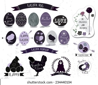 Vector happy easter design elements, badges and labels