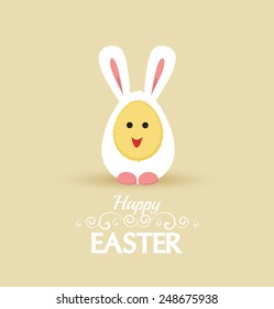 Vector Happy easter eggs in a rabbit costume