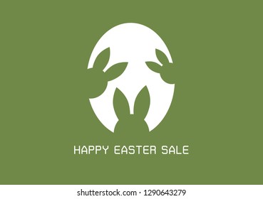 Vector Happy Easter greeting card with egg , rabbit. Easter Bunny. white texture and Green background.Illustration EPS 10.