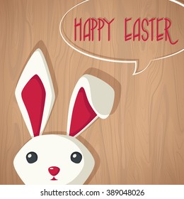 Vector Happy Easter greeting card with cute bunny