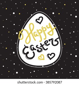 Vector Happy Easter greeting sign in trendy gold and black color