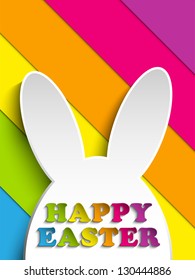 Vector - Happy Easter Rabbit Bunny on Rainbow Background
