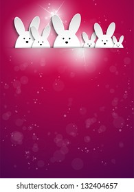 Vector - Happy Easter Rabbit Bunny on Purple Background