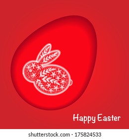 Vector - Happy Easter Rabbit Bunny on Rad Background