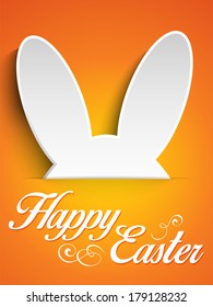 Vector - Happy Easter Rabbit Bunny on Orange Background