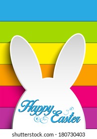 Vector - Happy Easter Rabbit Bunny on Rainbow Background