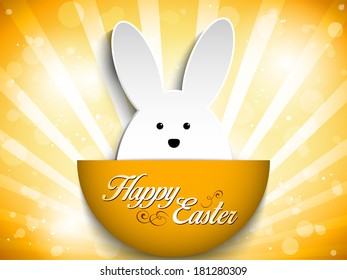 Vector - Happy Easter Rabbit Bunny on Orange Background