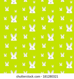 Vector - Happy Easter Rabbit Bunny Green Seamless Background