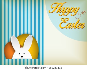Vector - Happy Easter Rabbit Bunny on Blue Background