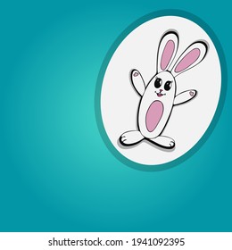 Vector - Happy Easter Rabbit Bunny on Orange Background
