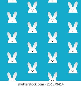 Vector - Happy Easter Rabbit Bunny Blue Seamless Background