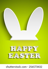 Vector - Happy Easter Rabbit Bunny on Green Background