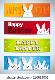 Vector - Happy Easter Rabbit Bunny Set of Banners