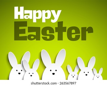 Vector - Happy Easter Rabbit Bunny on Green Background