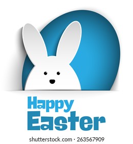 Vector - Happy Easter Rabbit Bunny on White Background