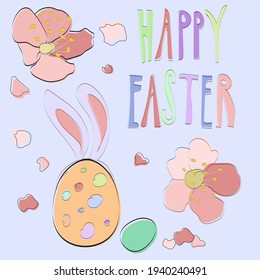 Vector Of The Happy Easter Rabbits 