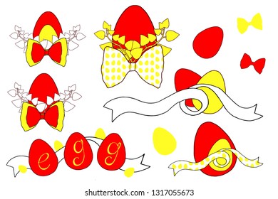Vector Happy Easter templates with eggs, flowers, floral branches and wreath, and typographic design. Good for spring and Easter greeting cards and invitations.