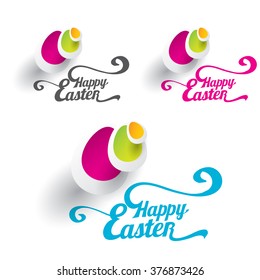 vector Happy Easter Typographical Background. vector easter spring background