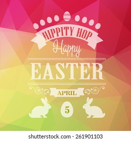 Vector Happy Easter Typographical Poster. Retro design