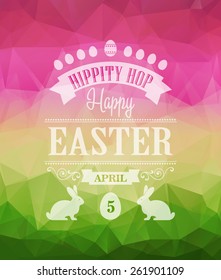 Vector Happy Easter Typographical Poster. Retro design