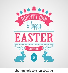 Vector Happy Easter Typographical Poster. Retro design