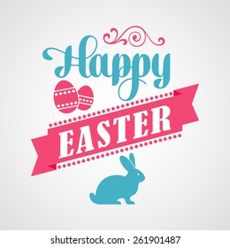 Vector Happy Easter Typographical Poster. Retro design