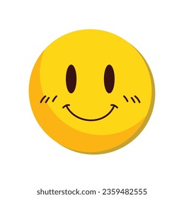 Vector happy emoji on white background.