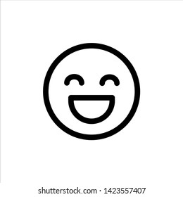 Vector happy emoticon outline web icon. satisfaction black symbol with flat line style icon for web site design, logo, app, UI isolated on white background