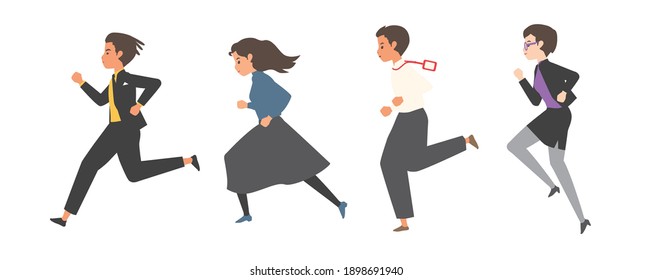 vector - feliz 
empleados corriendo o trotando 