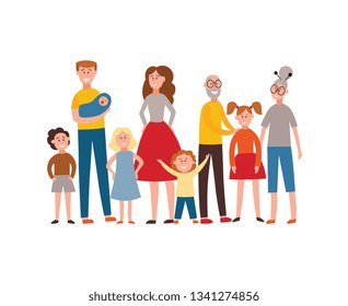 Flat Happy Family Portrait Vector Illustration Stock Vector (Royalty ...