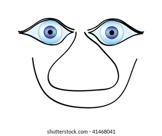 vector happy face with color eyes isolated on white background