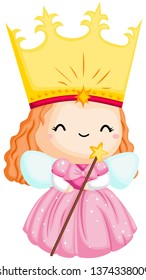 a vector of a happy fairy with her wand