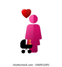 vector happy family icon with 3D effect for family day