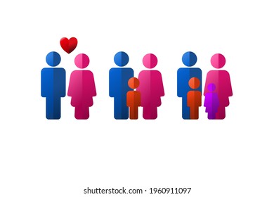 vector happy family icon with 3D effect for family day