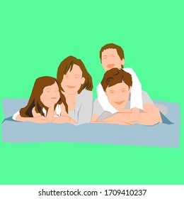 vector of happy family illustration, home as the most comfortable place. good for cover digital , social media , work from home illustration, etc